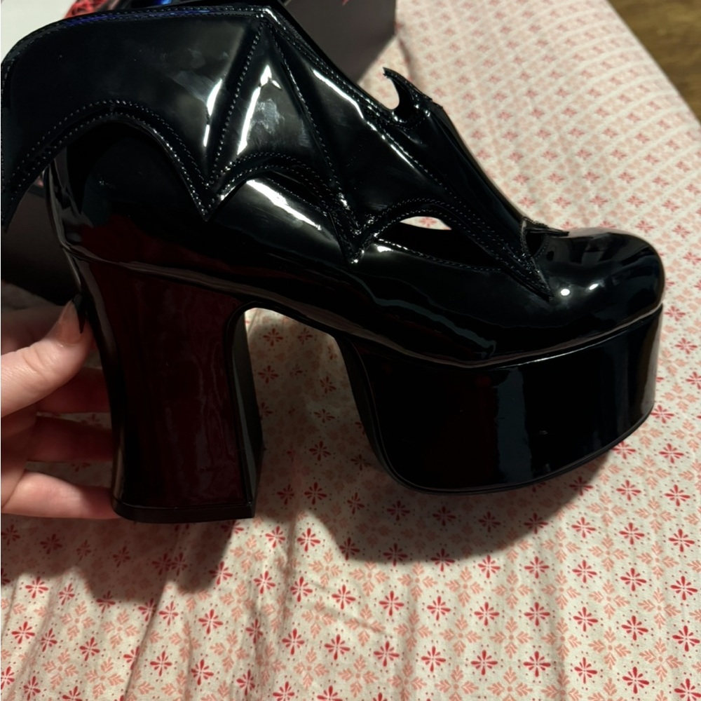 Demonia Black Patent Platform Heels
